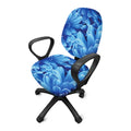Blue Chrysanthemum Flower Print Office Chair Cover
