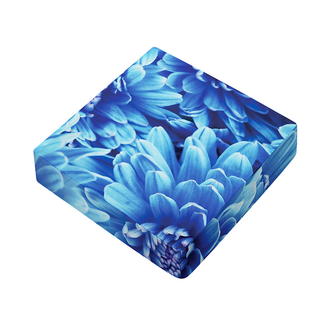 Blue Chrysanthemum Flower Print Outdoor Seat Cushion Cover