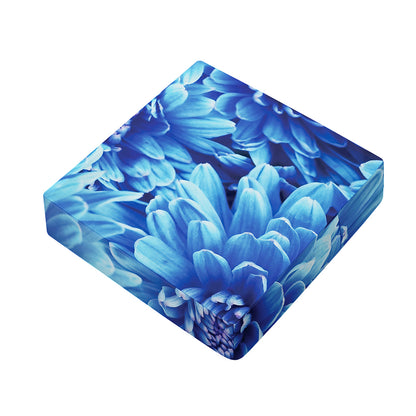 Blue Chrysanthemum Flower Print Outdoor Seat Cushion Cover