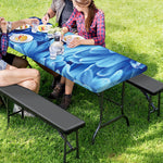 Blue Chrysanthemum Flower Print Picnic Table Cover
