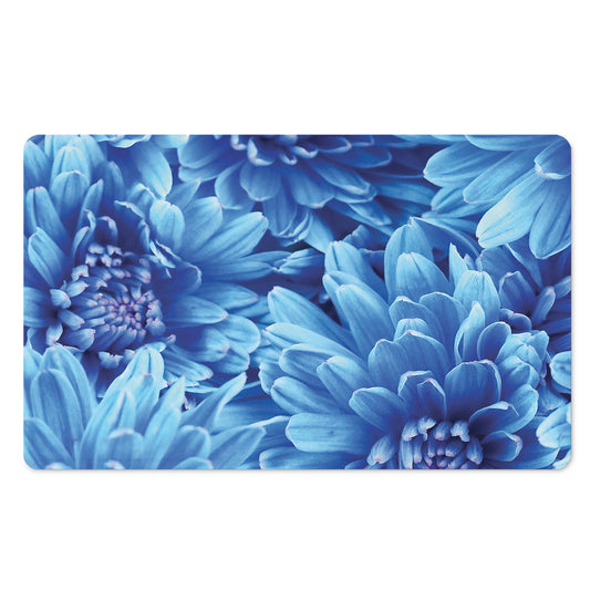 Blue Chrysanthemum Flower Print Polyester Doormat