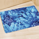 Blue Chrysanthemum Flower Print Polyester Doormat
