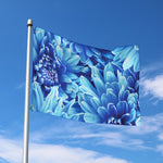 Blue Chrysanthemum Flower Print Polyester Flag
