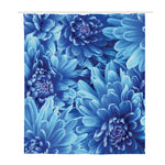 Blue Chrysanthemum Flower Print Polyester Shower Curtain