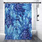 Blue Chrysanthemum Flower Print Premium Shower Curtain