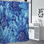 Blue Chrysanthemum Flower Print Premium Shower Curtain