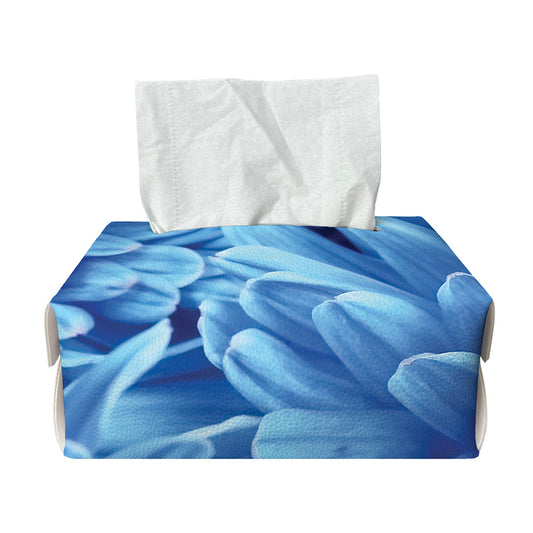 Blue Chrysanthemum Flower Print Rectangle Tissue Box Cover