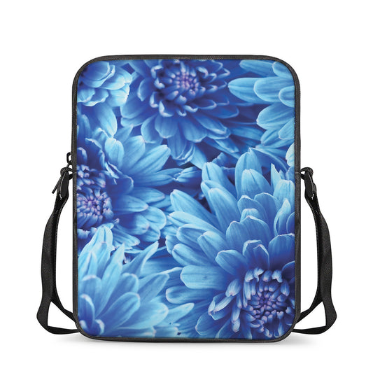 Blue Chrysanthemum Flower Print Rectangular Crossbody Bag
