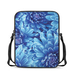 Blue Chrysanthemum Flower Print Rectangular Crossbody Bag