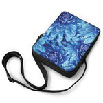 Blue Chrysanthemum Flower Print Rectangular Crossbody Bag