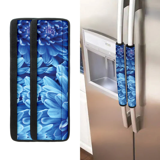 Blue Chrysanthemum Flower Print Refrigerator Handle Covers
