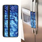 Blue Chrysanthemum Flower Print Refrigerator Handle Covers