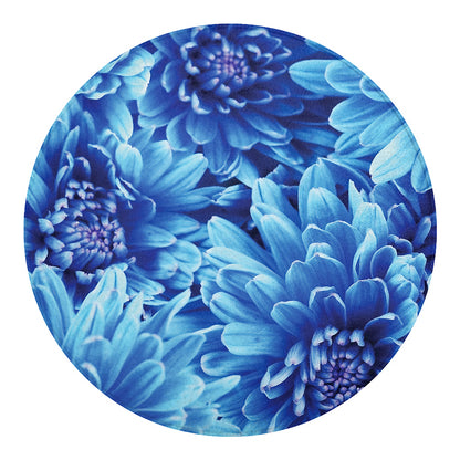 Blue Chrysanthemum Flower Print Round Blanket