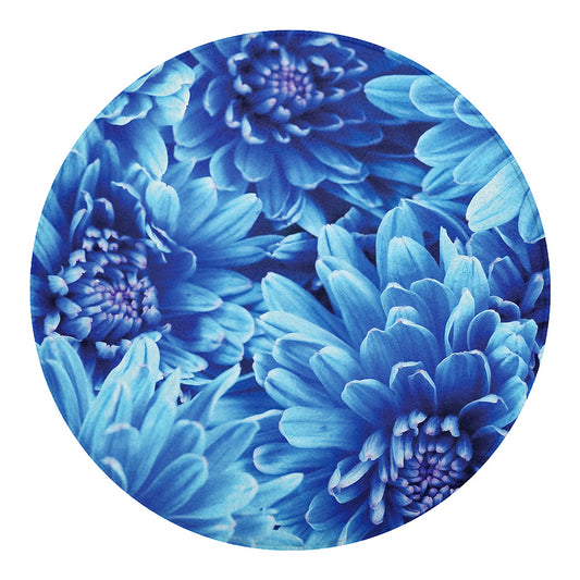 Blue Chrysanthemum Flower Print Round Blanket