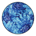 Blue Chrysanthemum Flower Print Round Floor Mat