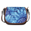Blue Chrysanthemum Flower Print Saddle Bag