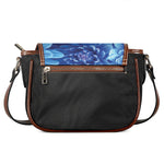 Blue Chrysanthemum Flower Print Saddle Bag