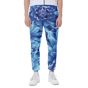 Blue Chrysanthemum Flower Print Scuba Joggers