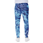 Blue Chrysanthemum Flower Print Scuba Joggers