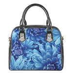 Blue Chrysanthemum Flower Print Shoulder Handbag