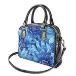 Blue Chrysanthemum Flower Print Shoulder Handbag