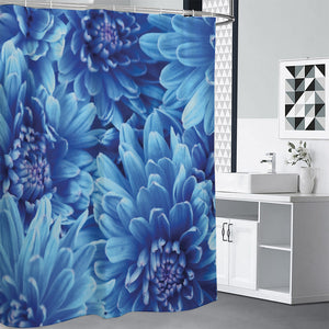 Blue Chrysanthemum Flower Print Shower Curtain