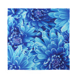 Blue Chrysanthemum Flower Print Silk Bandana