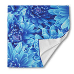 Blue Chrysanthemum Flower Print Silk Bandana