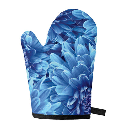 Blue Chrysanthemum Flower Print Single Oven Mitt
