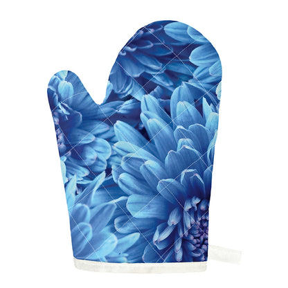Blue Chrysanthemum Flower Print Single Oven Mitt