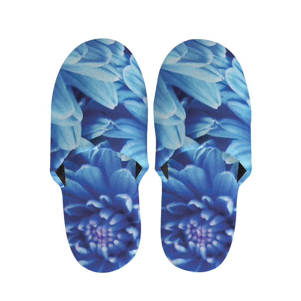 Blue Chrysanthemum Flower Print Slippers