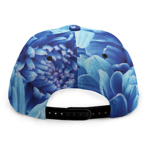 Blue Chrysanthemum Flower Print Snapback Cap