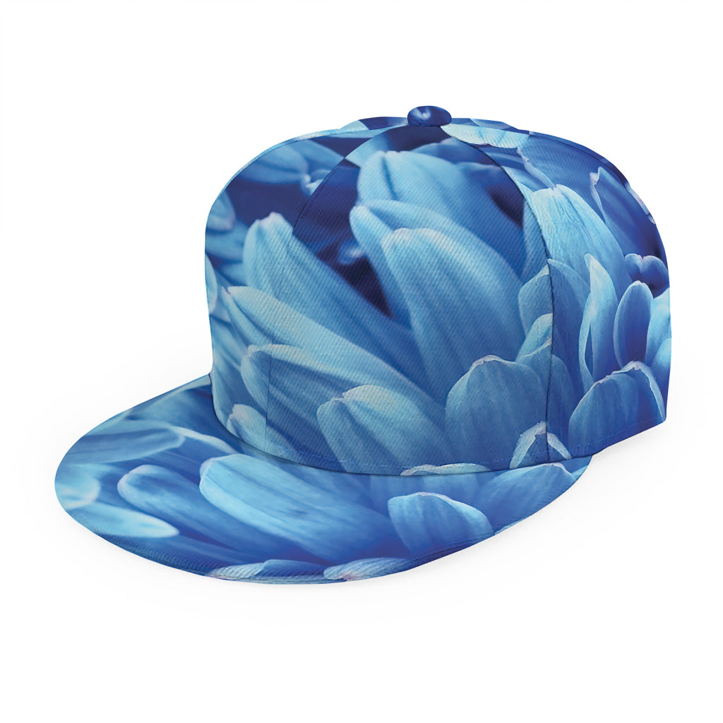 Blue Chrysanthemum Flower Print Snapback Cap