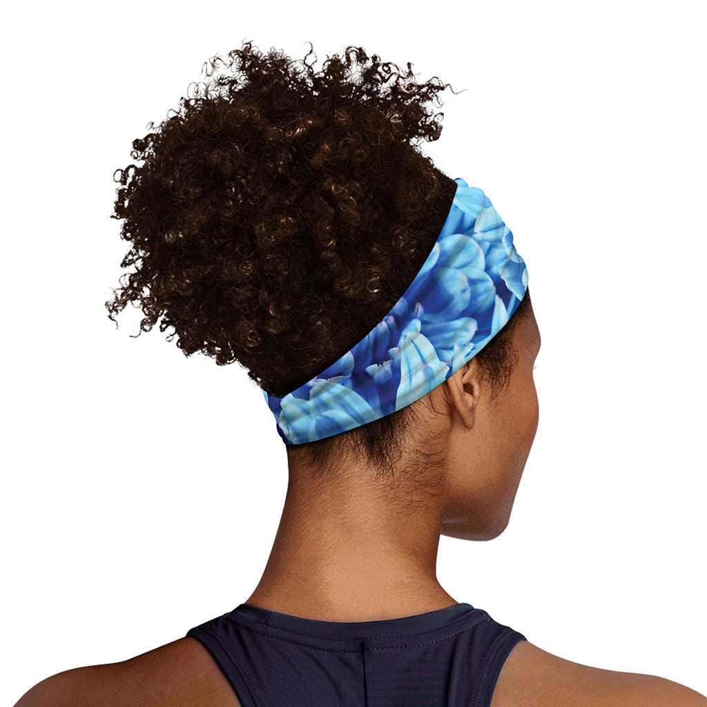Blue Chrysanthemum Flower Print Sports Headband