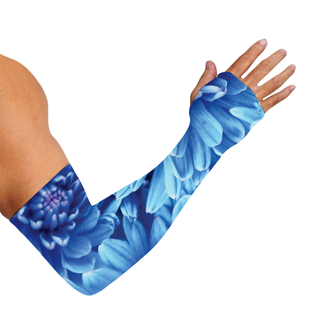 Blue Chrysanthemum Flower Print Sun Protection Arm Sleeves
