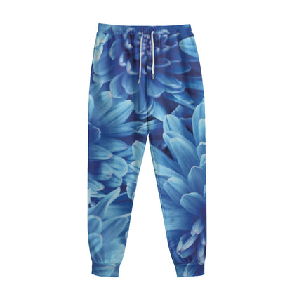 Blue Chrysanthemum Flower Print Sweatpants