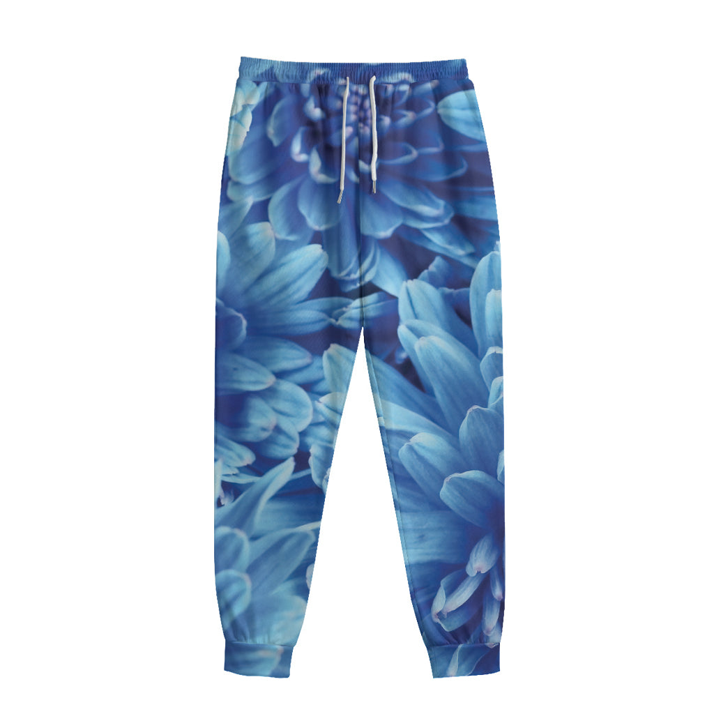 Blue Chrysanthemum Flower Print Sweatpants