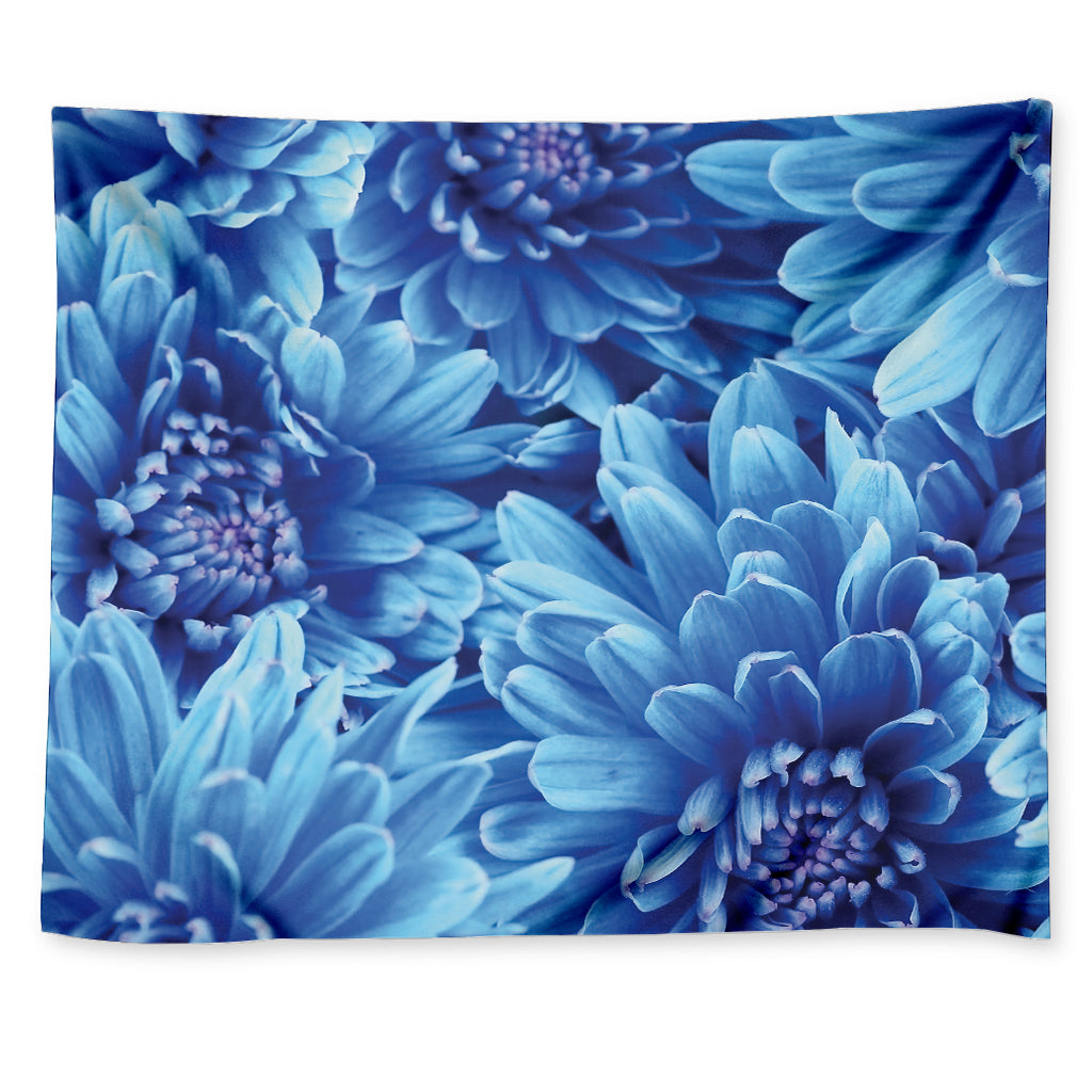 Blue Chrysanthemum Flower Print Tapestry