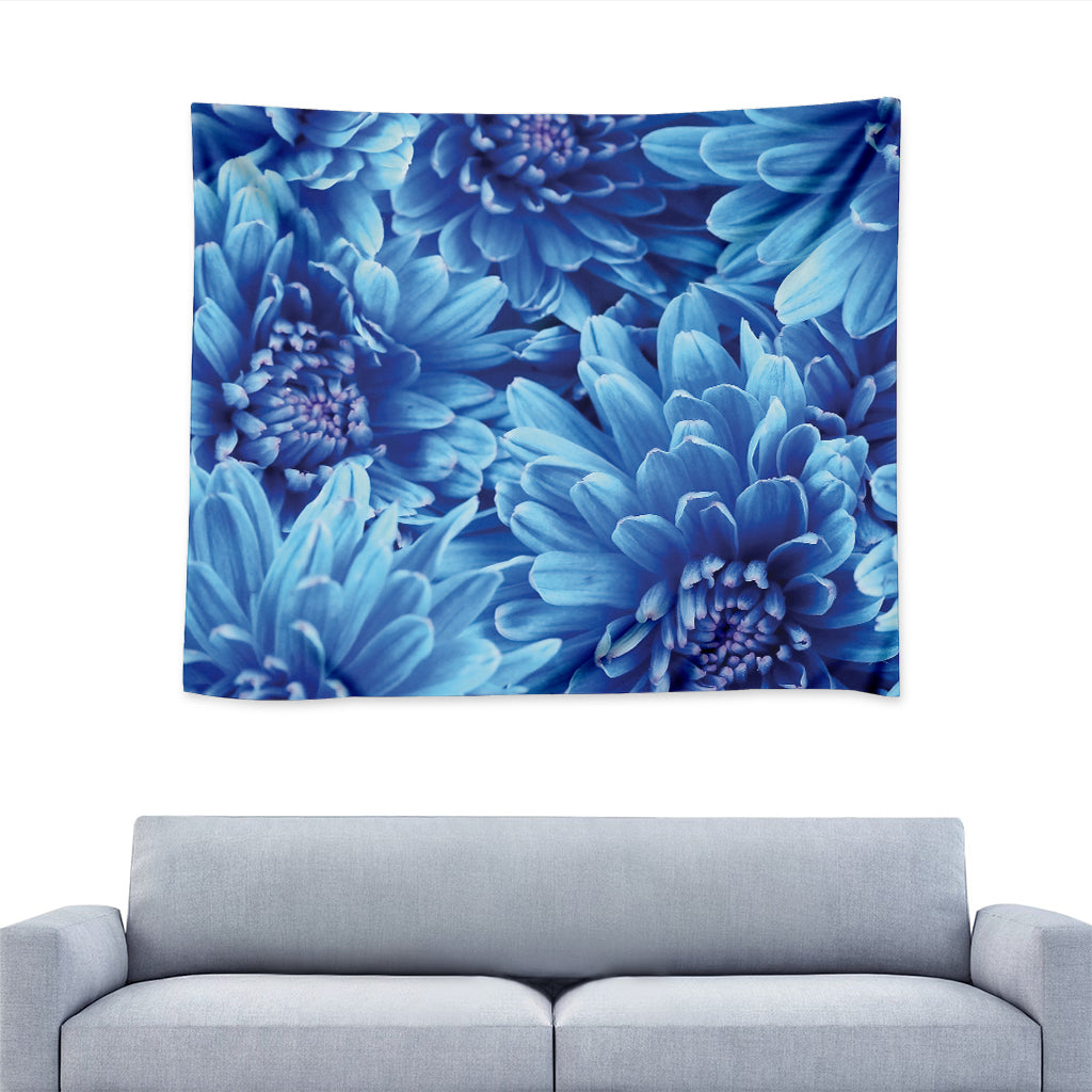 Blue Chrysanthemum Flower Print Tapestry