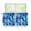 Blue Chrysanthemum Flower Print Tier Curtains