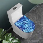 Blue Chrysanthemum Flower Print Toilet Lid Cover