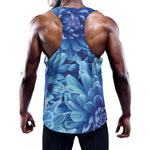 Blue Chrysanthemum Flower Print Training Tank Top