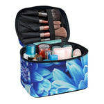 Blue Chrysanthemum Flower Print Travel Makeup Bag