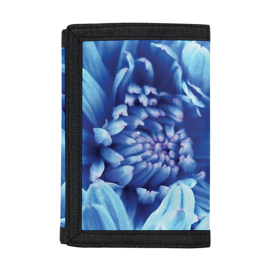 Blue Chrysanthemum Flower Print Trifold Wallet