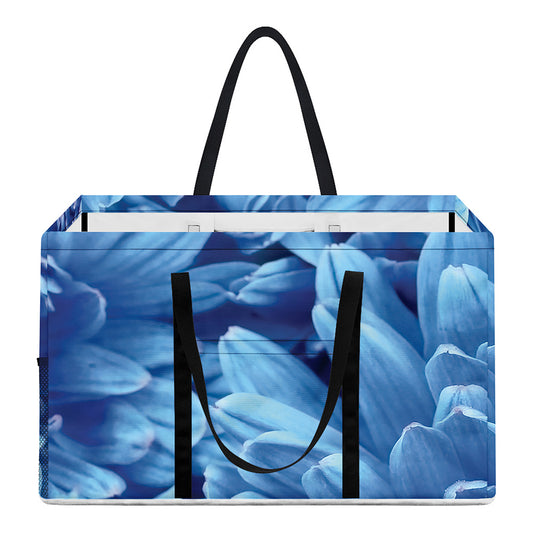 Blue Chrysanthemum Flower Print Utility Tote Bag