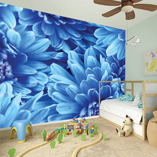 Blue Chrysanthemum Flower Print Wall Sticker