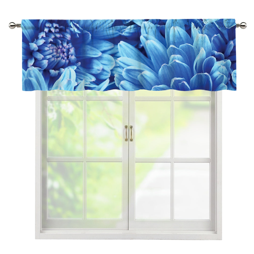 Blue Chrysanthemum Flower Print Window Valance