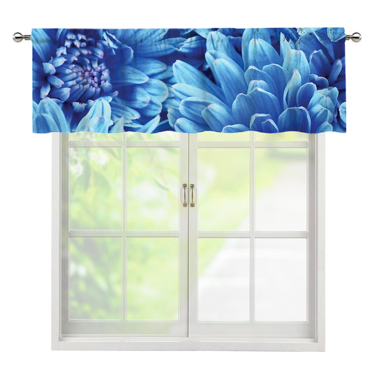 Blue Chrysanthemum Flower Print Window Valance
