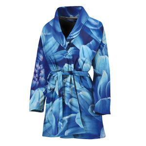 Blue Chrysanthemum Flower Print Women's Bathrobe