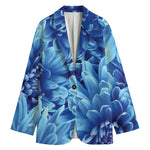 Blue Chrysanthemum Flower Print Women's Blazer